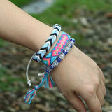 Crystal Boho Bracelet Set Ethnic Rhinestone Beads Charm Wrap Bangle