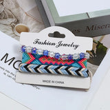 Crystal Boho Bracelet Set Ethnic Rhinestone Beads Charm Wrap Bangle