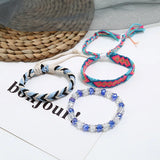 Crystal Boho Bracelet Set Ethnic Rhinestone Beads Charm Wrap Bangle
