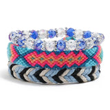 Crystal Boho Bracelet Set Ethnic Rhinestone Beads Charm Wrap Bangle
