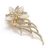 Crystal Flower Brooch Women Pearls Rhinestones Banquet Pin