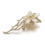 Crystal Flower Brooch Women Pearls Rhinestones Banquet Pin
