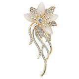 Crystal Flower Brooch Women Pearls Rhinestones Banquet Pin
