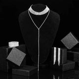 Crystal Bridal Wedding Jewelry Set Rhinestone Choker Bracelet Earrings