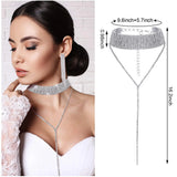 Crystal Bridal Wedding Jewelry Set Rhinestone Choker Bracelet Earrings