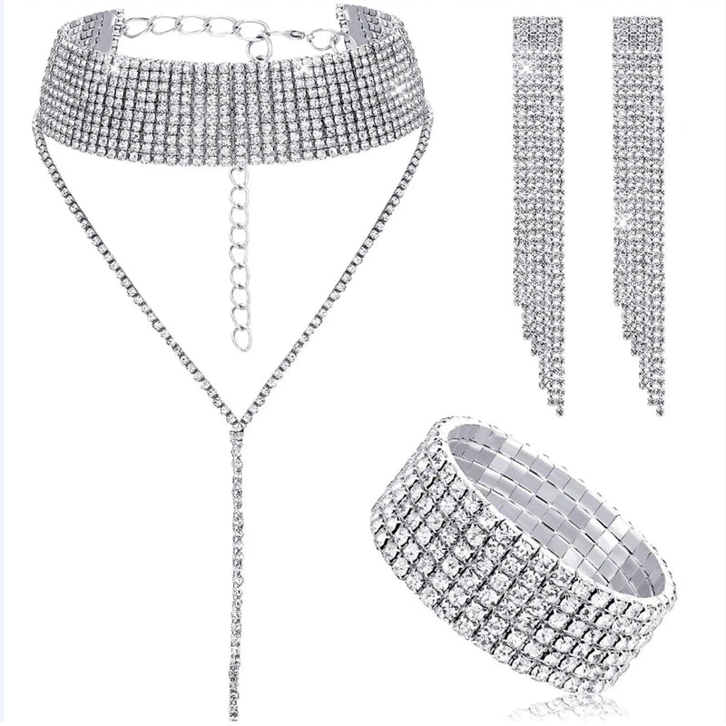 Silver Crystal Bridal Wedding Jewelry Set