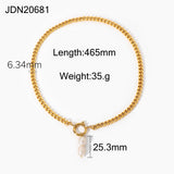 Cuban Chain Necklace Stainless Steel 18K Plated Chocker Freshwater Pearl Pendant