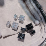 Women Cubic Square Earrings Light