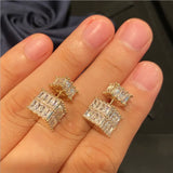 Women Cubic Square Earrings Light