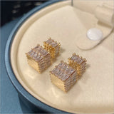 Women Cubic Square Earrings Light
