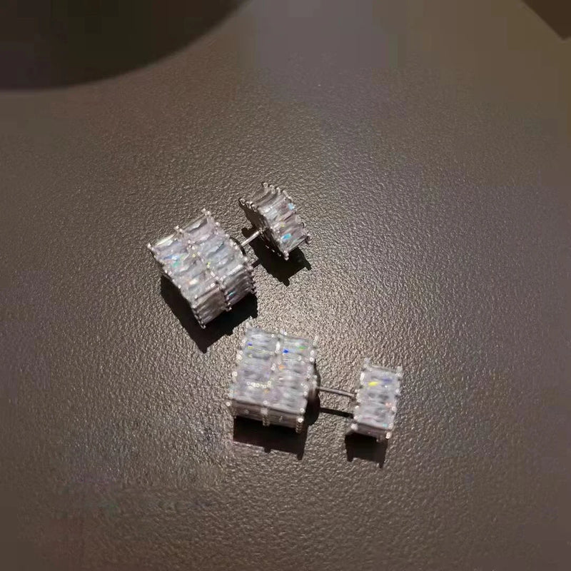Women Cubic Square Earrings Light