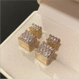 Women Cubic Square Earrings Light
