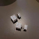 Women Cubic Square Earrings Light