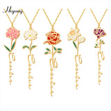 Personalized Birth Flower Necklace Stainless Steel Jewelry