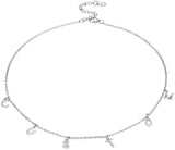 Women Choker Stainless Steel Jewelry Crystal CZ Letter Name Necklace