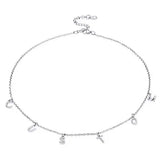 Women Choker Stainless Steel Jewelry Crystal CZ Letter Name Necklace