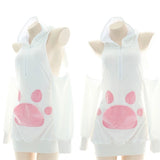 Women Bunny Ears Hoodies Sexy Cold Shoulder Sweatshirt