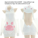 Women Bunny Ears Hoodies Sexy Cold Shoulder Sweatshirt