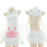 Women Bunny Ears Hoodies Sexy Cold Shoulder Sweatshirt