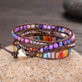Purple Stones Wrap Bracelets Crystals Beaded Yoga Jewelry