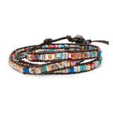 Rainbow Crystal Leather Wrap Bracelet Collection