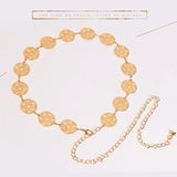 Women Hollow Waist Chain Belt Metal Sun Belt