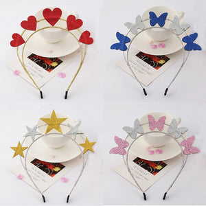 Double-deck Butterfly Hair Band Crown Red Love Hair Hoop