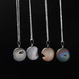 Women Druzy Necklace Natural Stone Pendant Necklaces Druzy Crystal 12mm Beaded