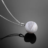 Women Druzy Necklace Natural Stone Pendant Necklaces Druzy Crystal 12mm Beaded