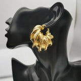 24K Plated Geometric Hoop Clip Earrings African Dubai Golden Jewelry