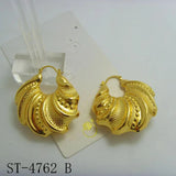 24K Plated Geometric Hoop Clip Earrings African Dubai Golden Jewelry