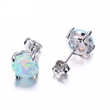 925 Sterling Silver Small Fire Opal Earrings Fine Jewelry