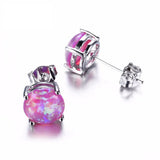 925 Sterling Silver Small Fire Opal Earrings Fine Jewelry