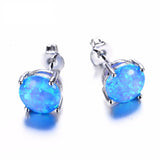 925 Sterling Silver Small Fire Opal Earrings Fine Jewelry