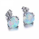 925 Sterling Silver Small Fire Opal Earrings Fine Jewelry