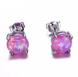925 Sterling Silver Small Fire Opal Earrings Fine Jewelry