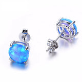 925 Sterling Silver Small Fire Opal Earrings Fine Jewelry