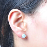 925 Sterling Silver Small Fire Opal Earrings Fine Jewelry