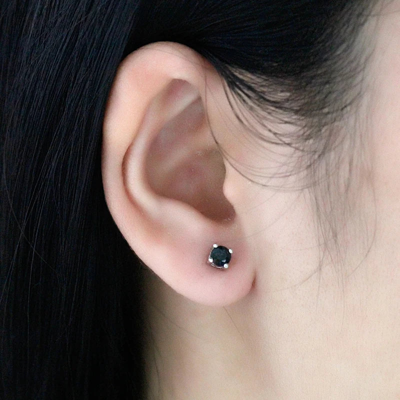 925 Silver Zircon Round Stud Earrings for Women