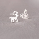 S925 Silver Butterfly Cat Fish Leaf Stud Earrings