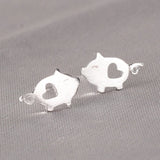 S925 Silver Butterfly Cat Fish Leaf Stud Earrings