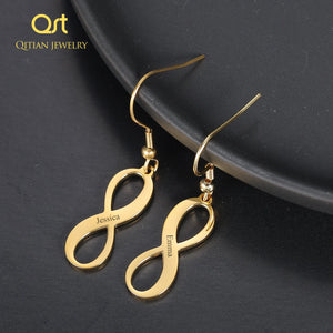 Engraved Name Hoop Earrings Infinity Stainless Steel Women Earrings