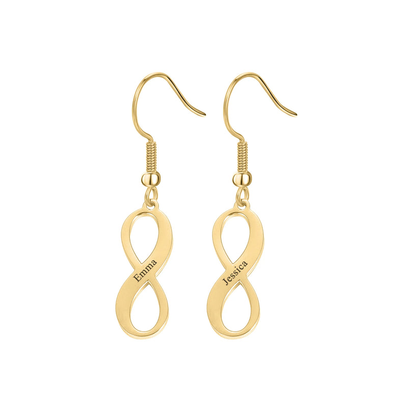 Engraved Name Hoop Earrings Infinity Stainless Steel Women Earrings