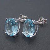 925 Silver Oval Sky CZ Stud Earrings Daily Wear Fine Jewelry Gift
