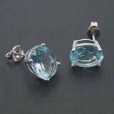 925 Silver Oval Sky CZ Stud Earrings Daily Wear Fine Jewelry Gift
