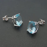 925 Silver Oval Sky CZ Stud Earrings Daily Wear Fine Jewelry Gift