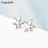 925 Silver Leaf Stud Earrings for Women Party Jewelry Gift
