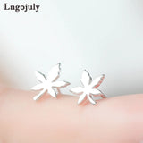 925 Silver Leaf Stud Earrings for Women Party Jewelry Gift
