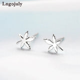 925 Silver Leaf Stud Earrings for Women Party Jewelry Gift