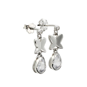 925 Silver Flying Butterflies Earrings with CZ Romantic Love Gift